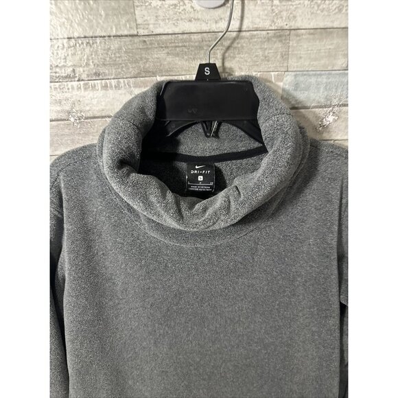 Women’s Nike Dri Fit Fleece Sweater Gray Mock Neck Size Small - Picture 9 of 16